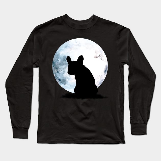French Bulldog and moon Long Sleeve T-Shirt by Collagedream